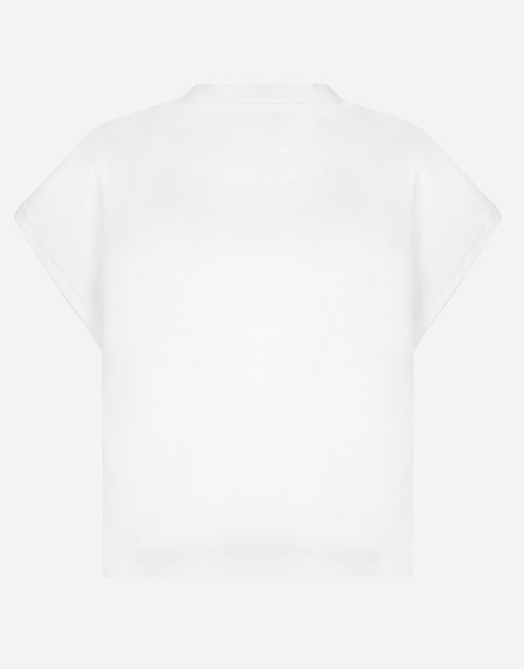 Dolce & Gabbana Camiseta de punto con logotipo en el cuello Blanco F8Q56ZG7I1N