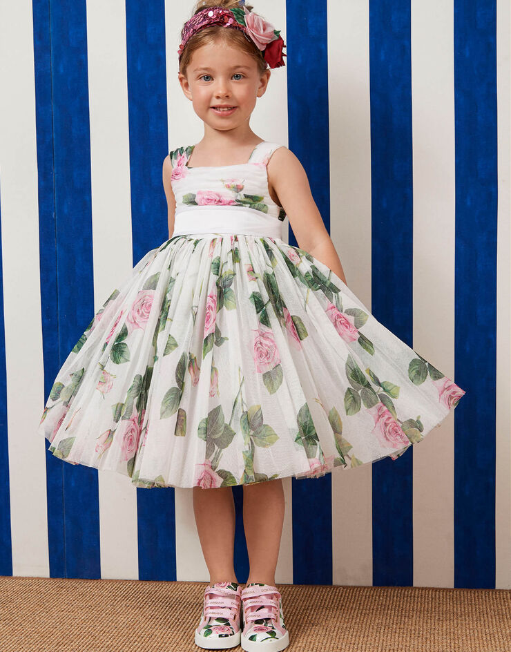Dolce & Gabbana TULLE MIDI DRESS WITH TROPICAL ROSE PRINT FLORAL PRINT L52DC5FSEHM