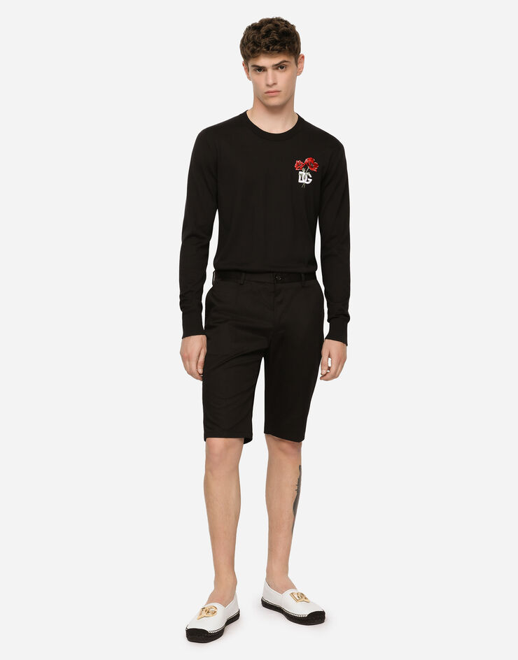 Dolce & Gabbana Bermuda en coton stretch à broderie DG Noir GWRREZFUFJR