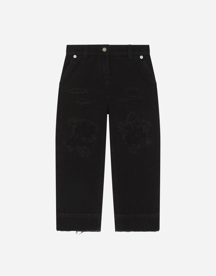 Dolce & Gabbana Denim jeans with abrasions Black L52F66LDB34