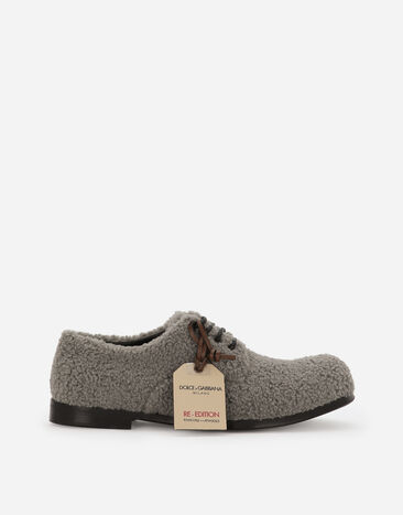 Dolce & Gabbana Gray Fleece Lace Up Men Derby Dress Shoes main image 0