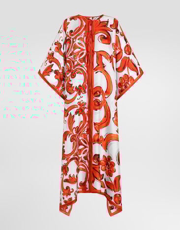 Dolce & Gabbana Majolica-print twill kaftan dress Multicolor F6TTFTGDDRE