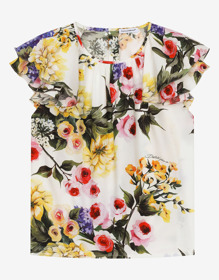 Dolce & Gabbana Рубашка из поплина с принтом сада Отпечатки L56S12HS5Q5