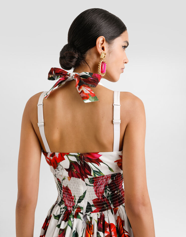 Dolce & Gabbana Kleid aus Popeline mit Blumenprint Drucken F60AATHS5TQ