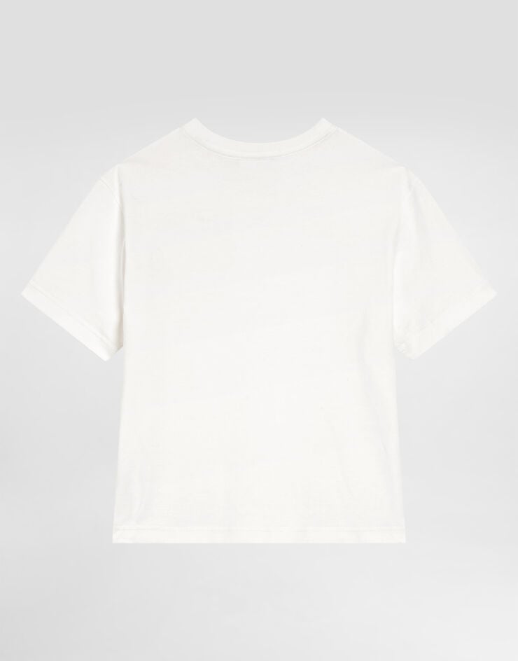 Dolce & Gabbana T-shirt in jersey con ricamo DG Bianco L4JTHVG7PGK