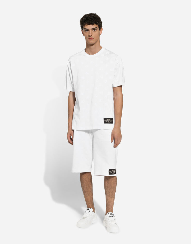 Dolce & Gabbana DGフロックプリント ジャージー ジョギングショートパンツ  ホワイト GP0C6TG7NWD