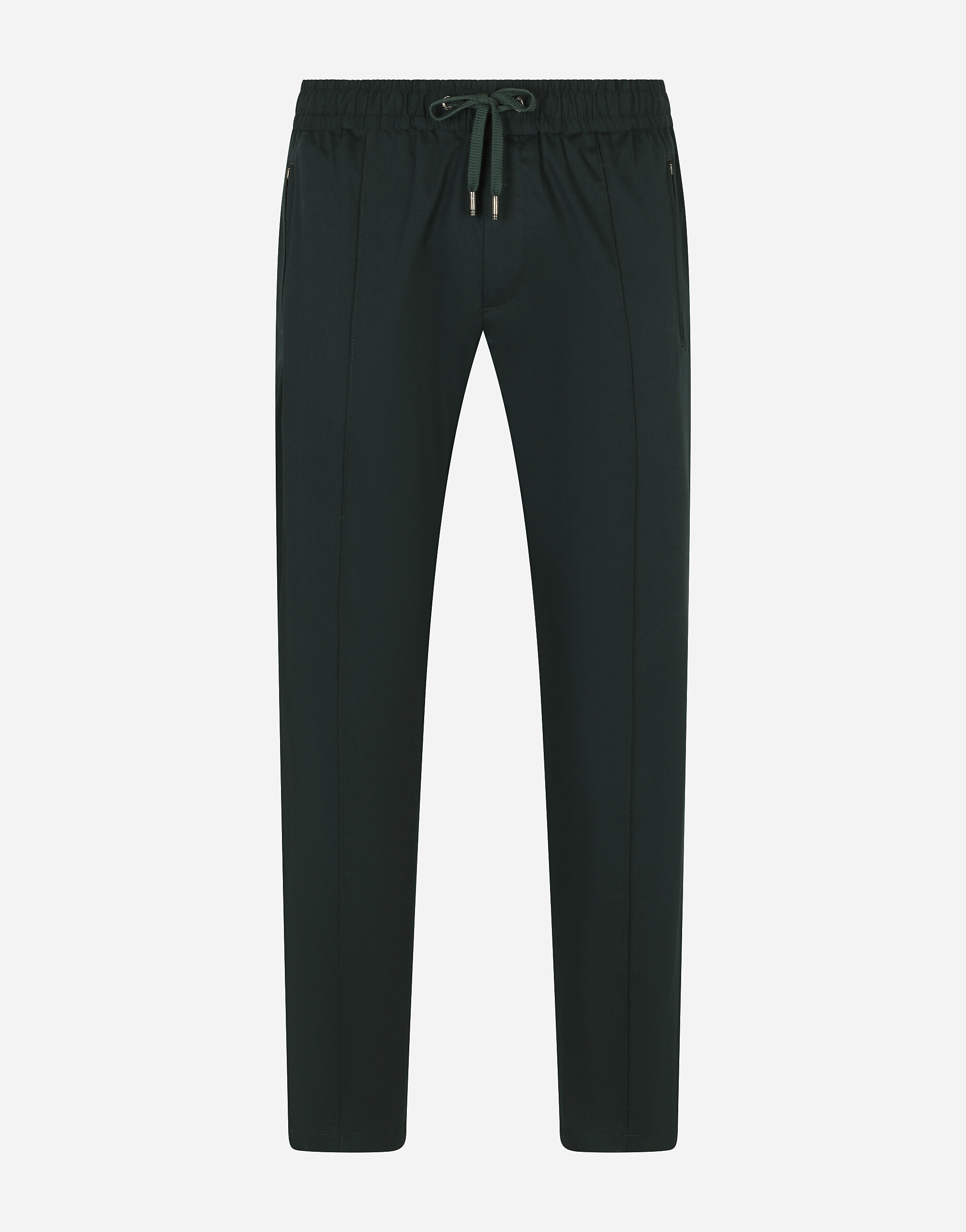 Stretch cotton jogging pants with plate in GREEN for Men Dolce Gabbana