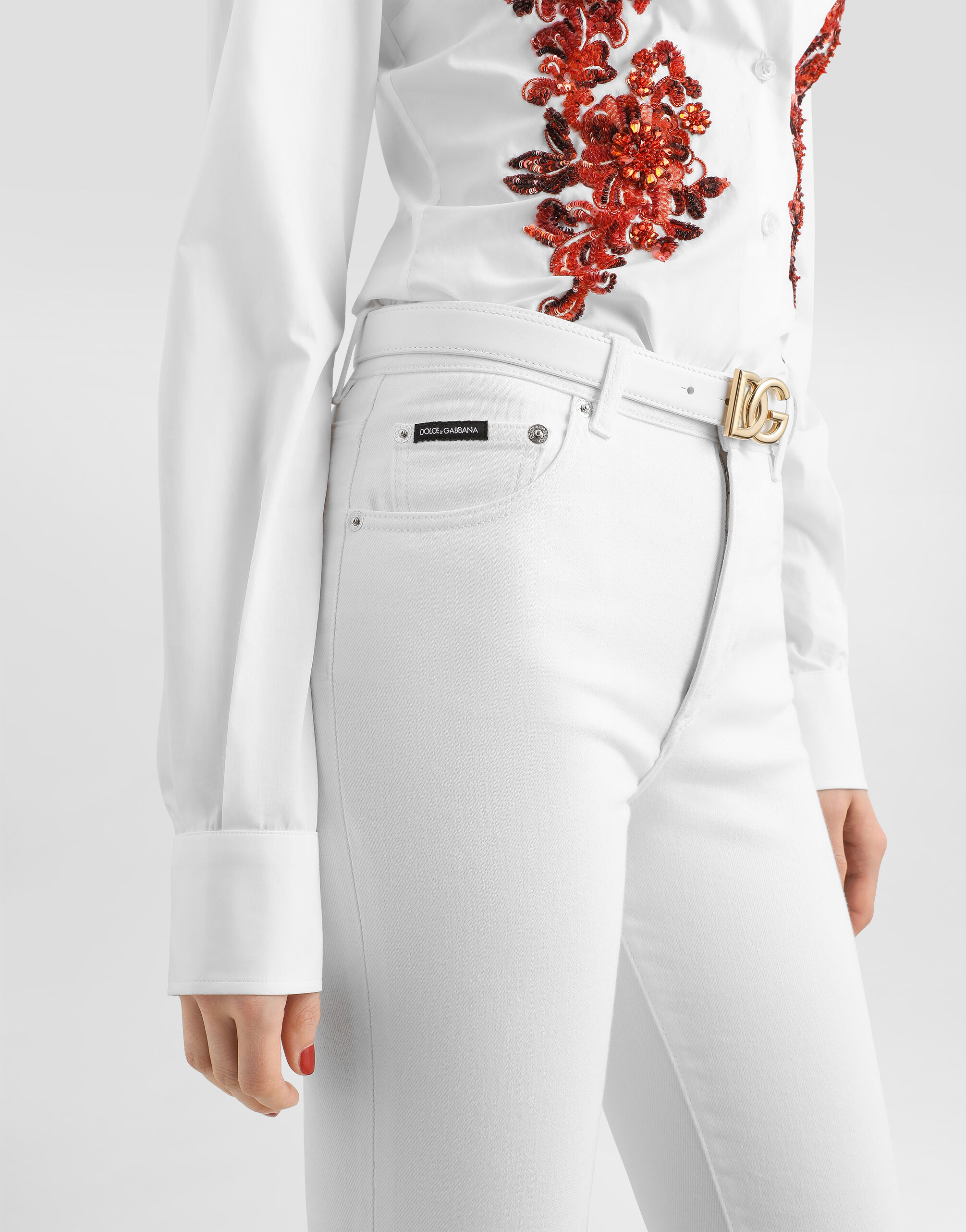 5-pocket denim trousers in Multicolor for Women | Dolce&Gabbana® US