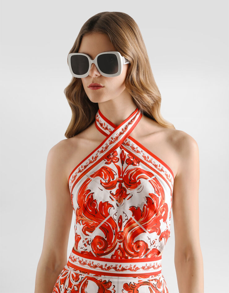 Dolce & Gabbana Majolica-print poplin dress Dolce & Gabbana Majolica-print poplin dress Multicolor F614TTGDDRD