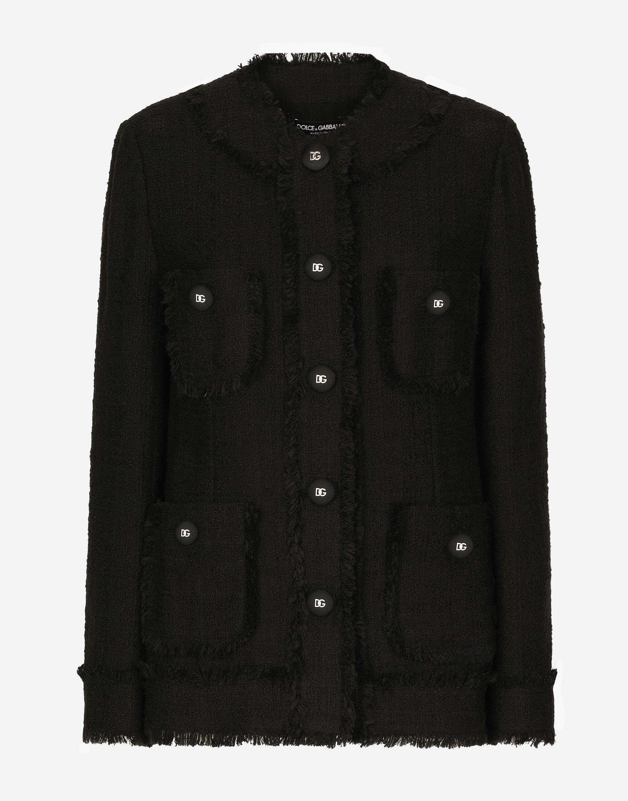 Dolce & Gabbana Single-breasted tweed jacket Black F290XTFU28D