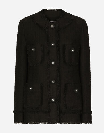Dolce & Gabbana Single-breasted tweed jacket Black F29MCTFUBE7