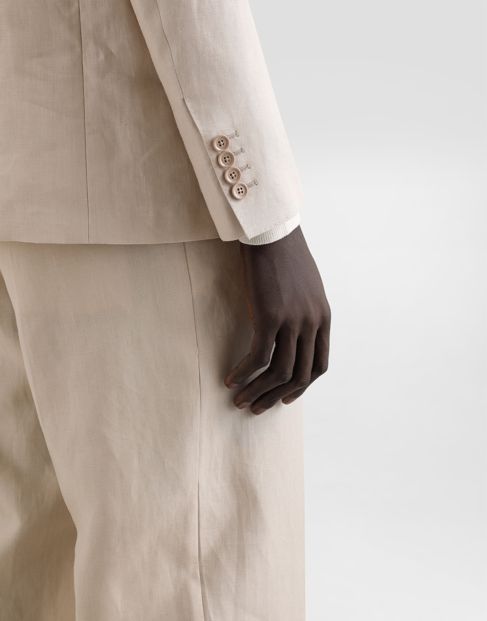 Double-breasted linen fabric jacket in Beige for Men