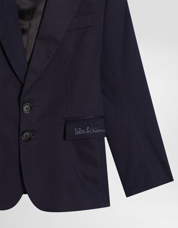 Dolce & Gabbana Single-breasted stretch cotton jacket with Dolce&Gabbana logo Blue L41J85FUFNX