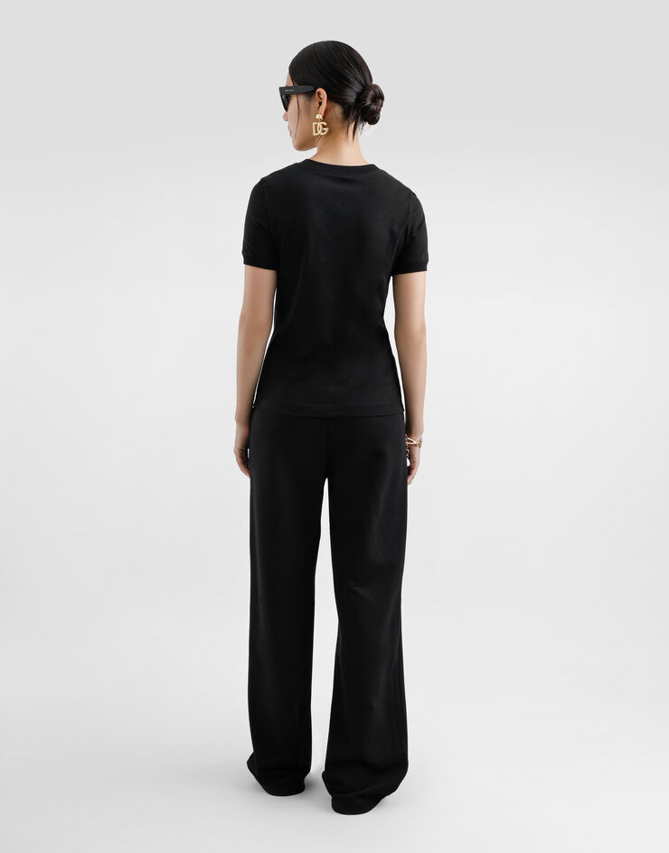 Dolce & Gabbana Jersey T-shirt with DG logo embroidery Black F8N08ZGDCYE
