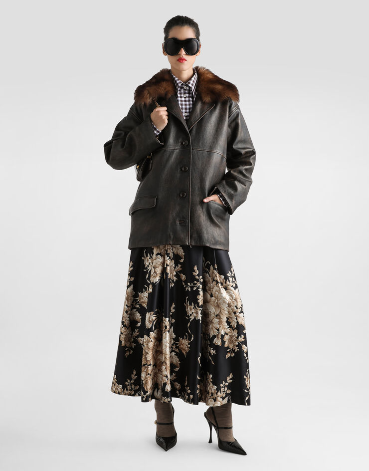 Dolce & Gabbana Jupe midi à imprimé roses Imprimé F4C6VTIS1ZU