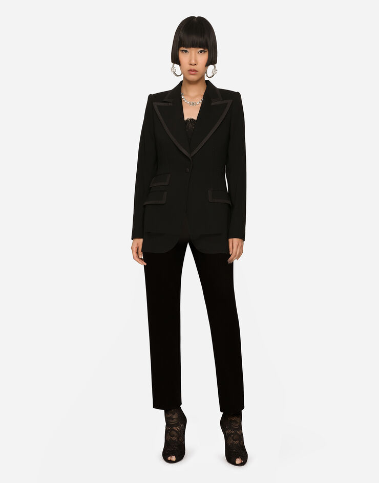 Dolce & Gabbana Однобортный пиджак-смокинг Turlington из саржи черный F29EFTFUBGC