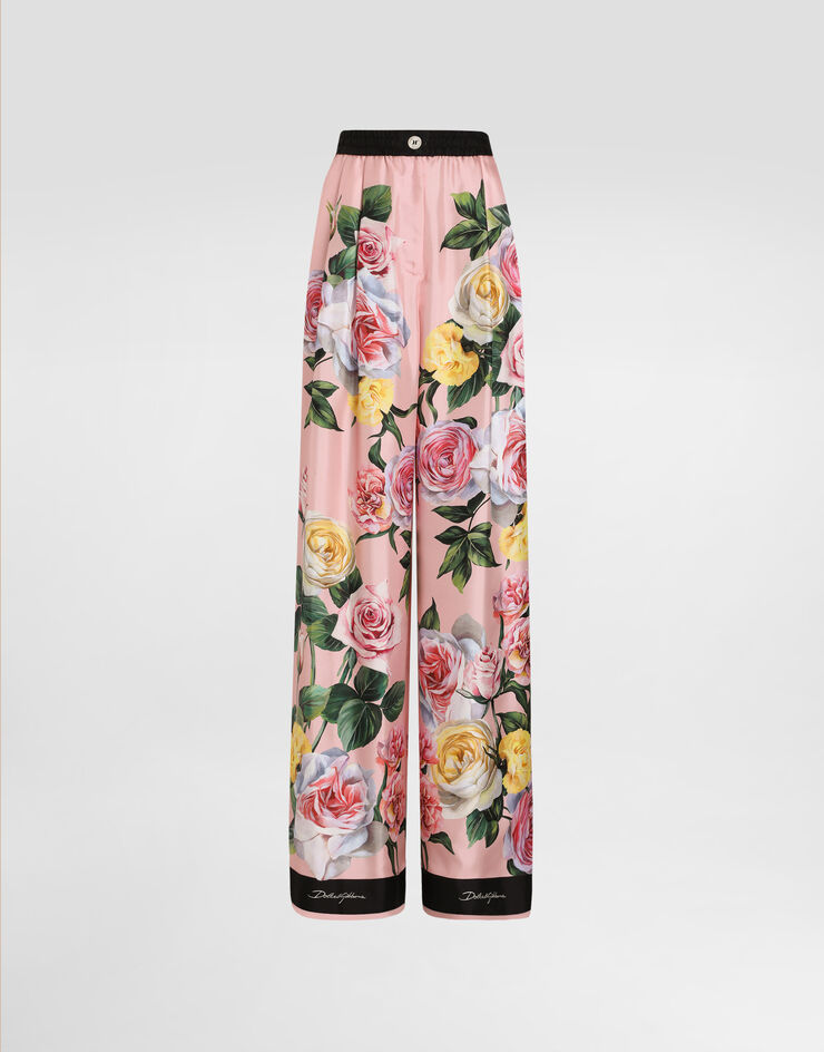 Dolce & Gabbana Silk pajama pants with rose and peony print Print FTCISTHI1W3