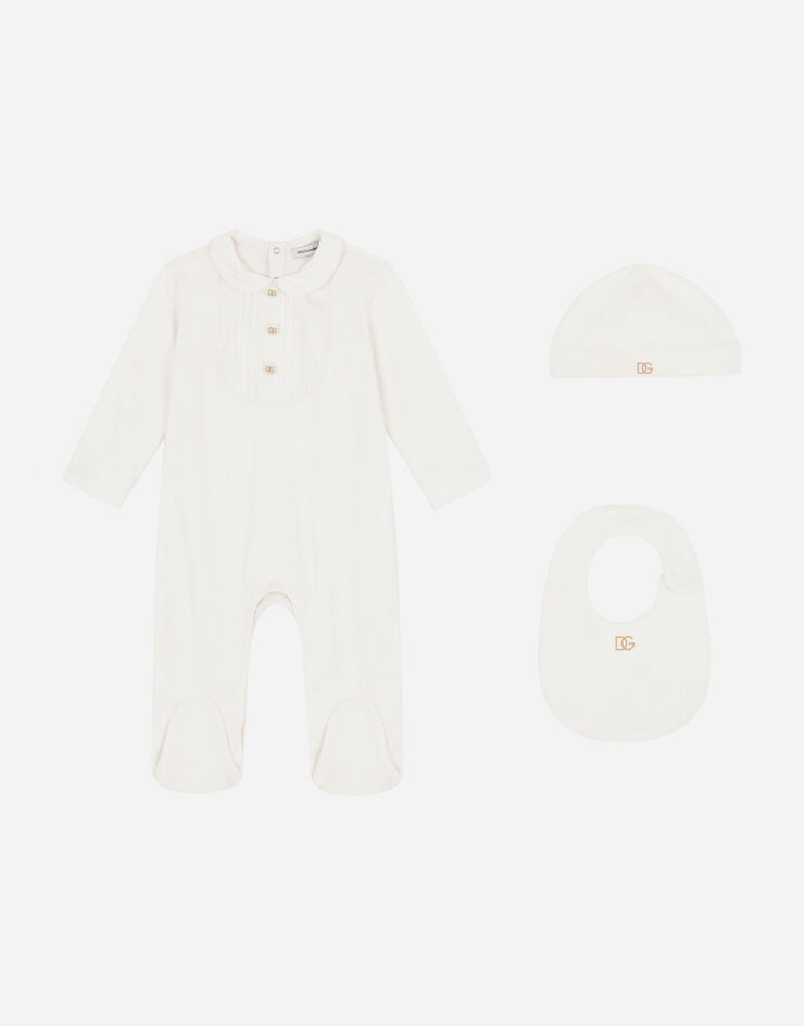 Dolce & Gabbana Set cadeau 3 pièces en interlock à logo DG Blanc L1JO3AG7BMZ