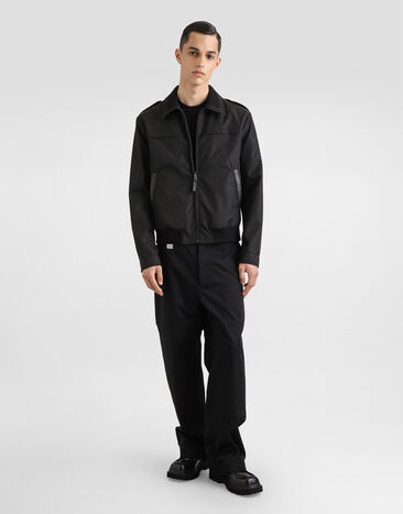 Dolce & Gabbana Bómber de tela con placa Negro G9BHNTFUS21