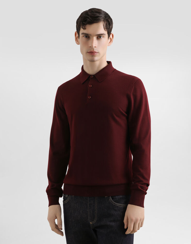 Dolce & Gabbana Fine-gauge wool polo shirt Purple GXZ25TJDVBV