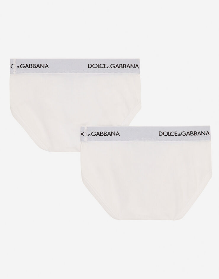 Dolce & Gabbana 徽标弹力饰带平纹针织三角裤（两件入） 白 L4J700G7OCT