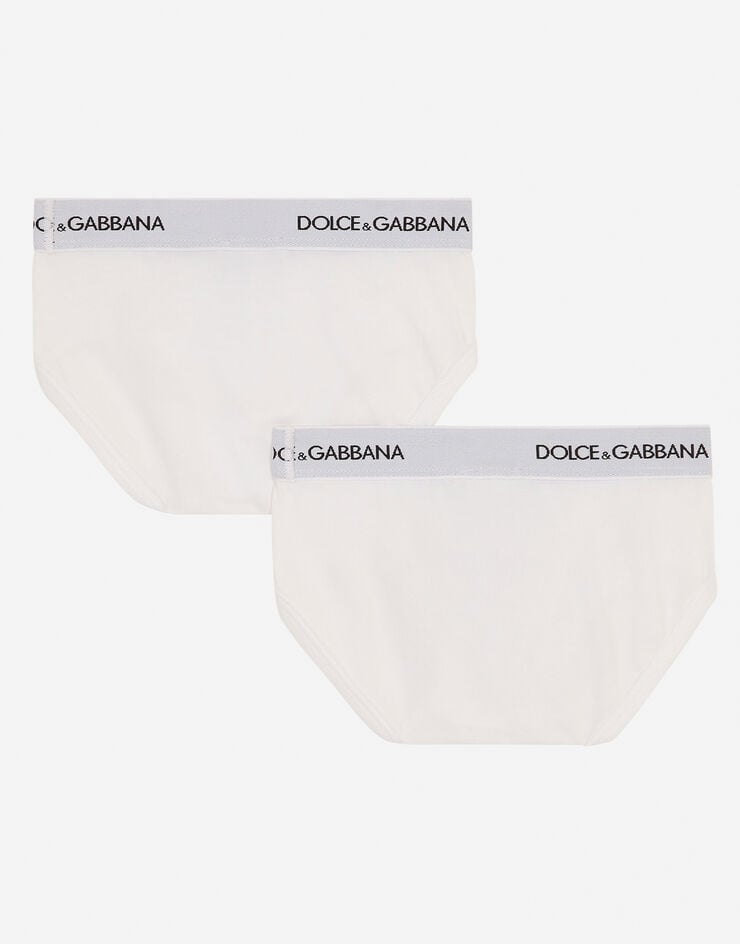 Dolce & Gabbana Двойная упаковка трусов-слипов из джерси с резинкой с логотипом БЕЛЫЙ L4J700G7OCT