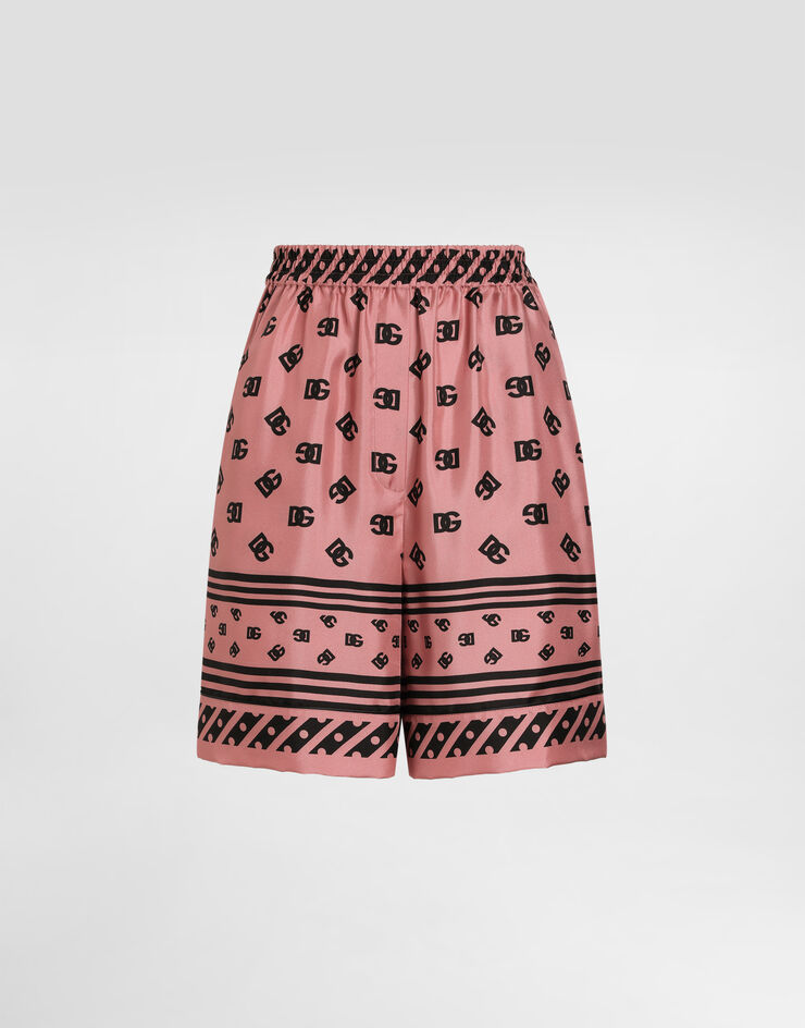 Dolce & Gabbana Bermudas en jacquard de raso de seda con motivo integral del logotipo DG Print FTAM7THI1X0