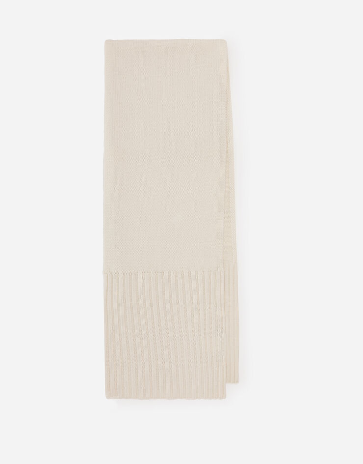 Dolce & Gabbana Bufanda de cachemira con logotipo DG bordado Blanco FXR10ZJAWZ9