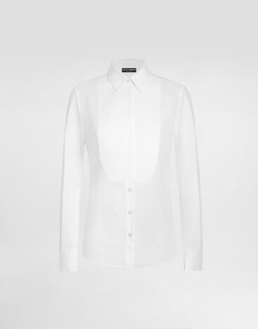 Dolce & Gabbana Camisa de esmoquin en popelina elástica Blanco F5K50TFUEEE