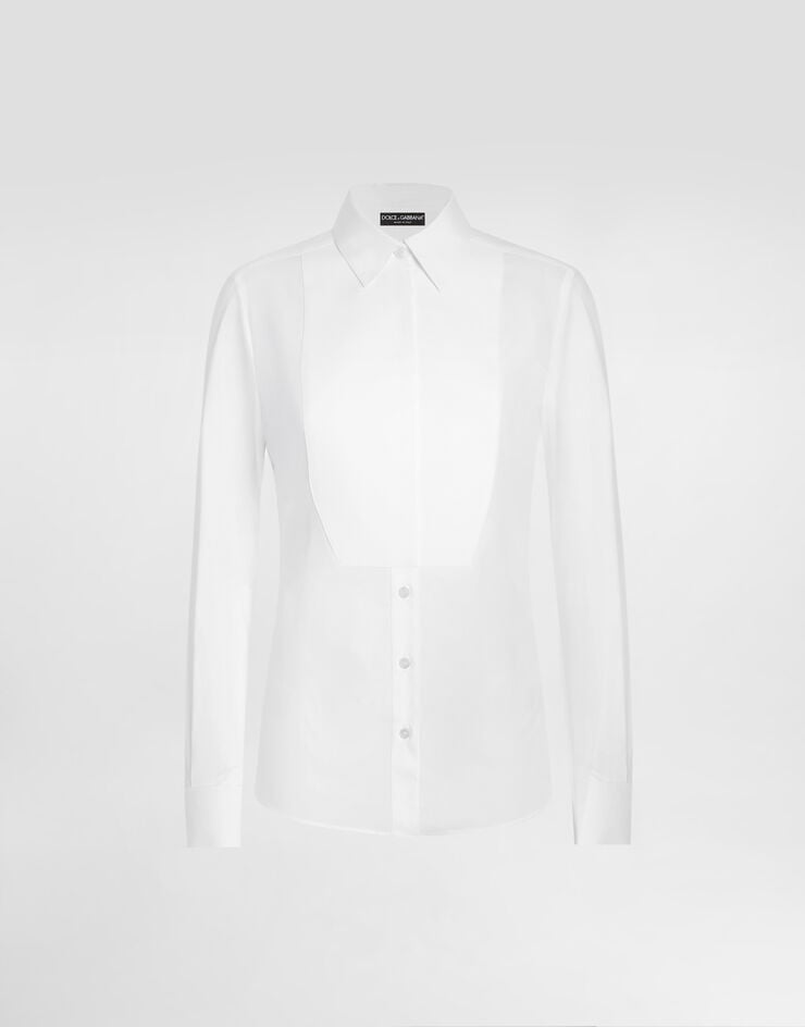 Dolce & Gabbana Stretch poplin tuxedo shirt White F5K50TFUEEE