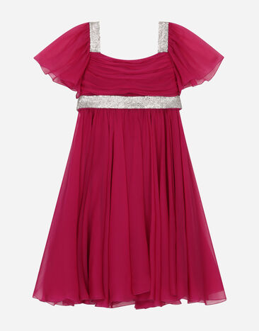 DolceGabbanaSpa Abito a maniche corte in chiffon Multicolor L53DN5G7KA1
