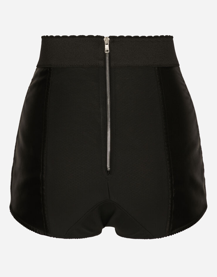 Dolce & Gabbana Culotte en satin de soie avec élastique en marquisette Noir FTAG1TGDCMX