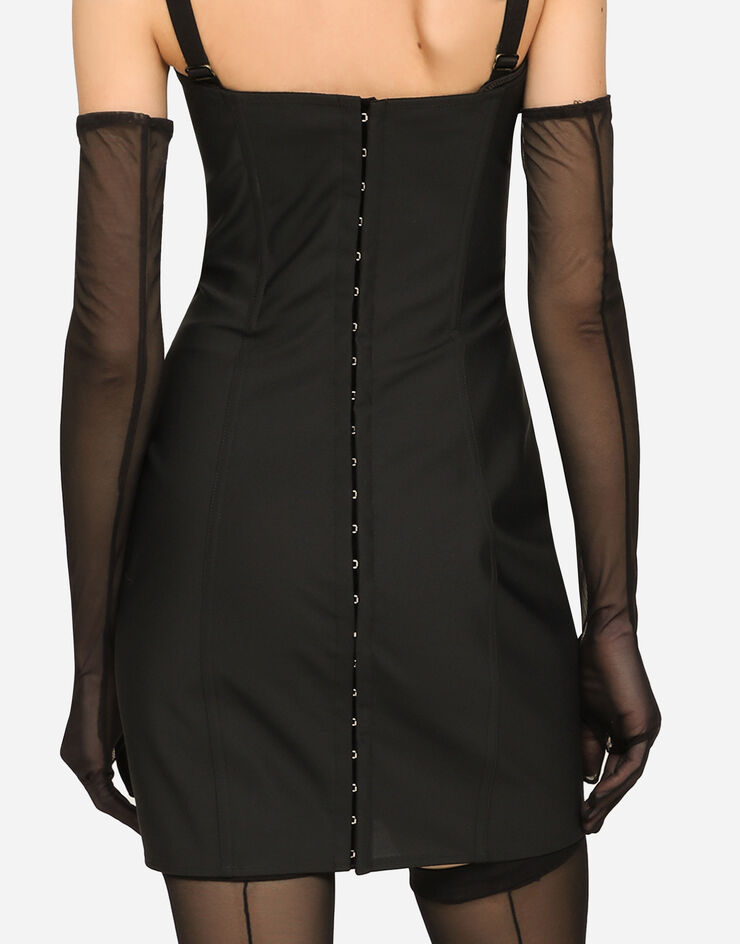 Dolce & Gabbana KIM DOLCE&GABBANA Moiré faille minidress Black F6CNPTFU1CJ