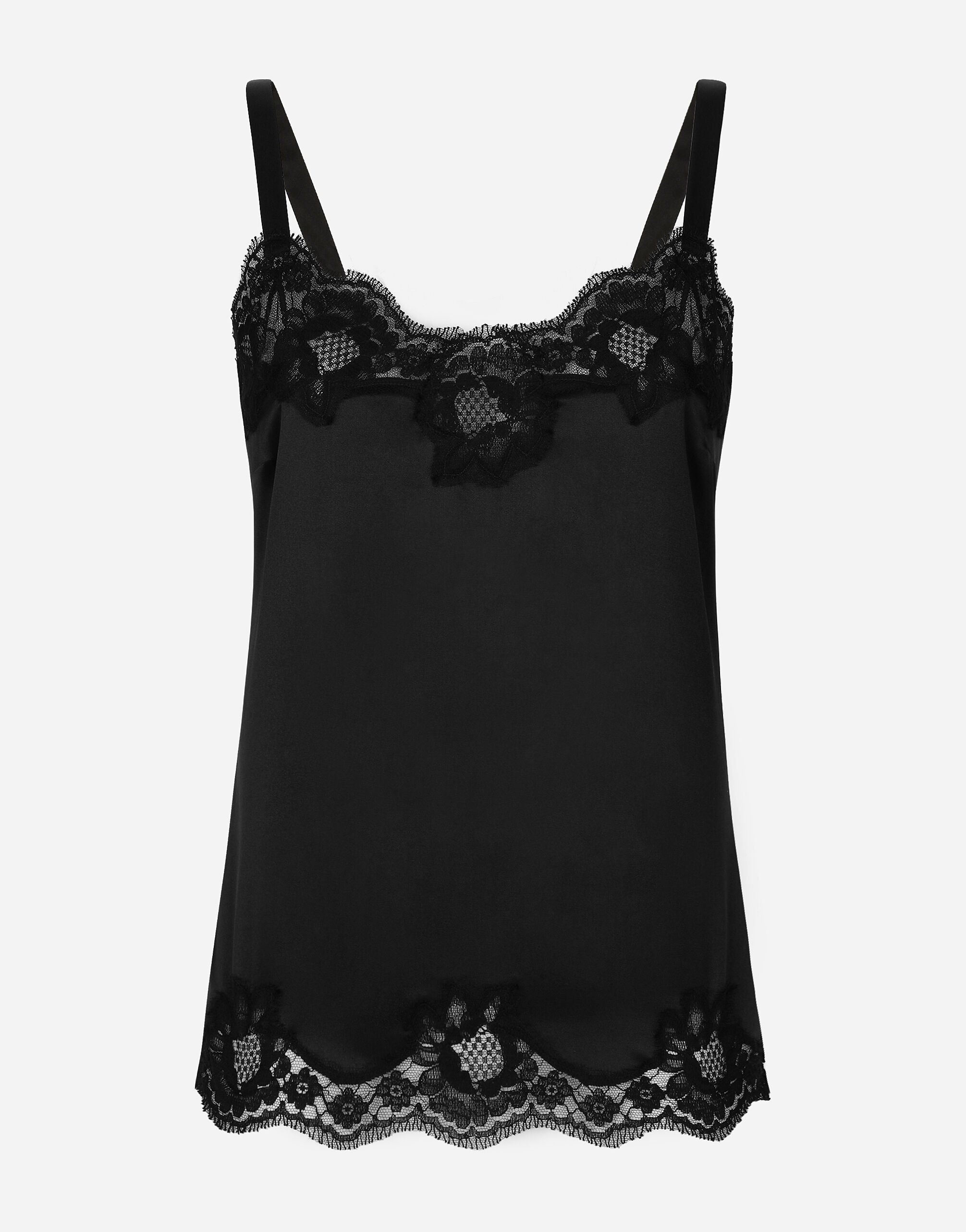 Dolce & Gabbana Lingerie top in satin and lace Black O7A00TONO13