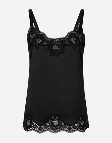 Dolce & Gabbana Hemdchen aus satin mit spitzendetails SCHWARZ O7A00TONO13