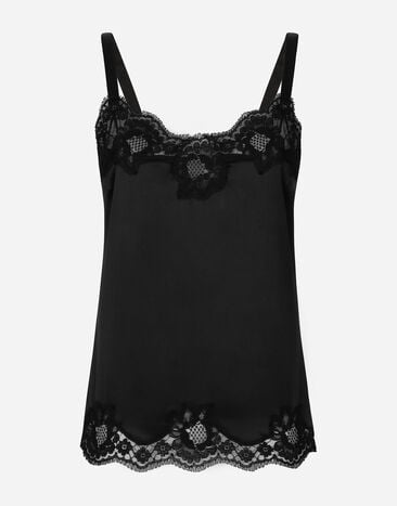 Dolce & Gabbana Lingerie top in satin and lace Silver O2E28TFUGRA
