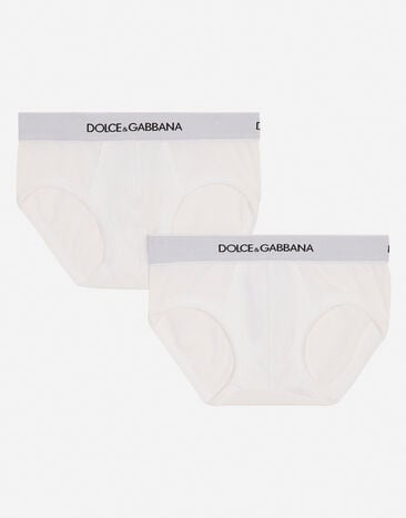 Dolce & Gabbana Jersey briefs two-pack with branded elastic Black L4JTEYG7CD8