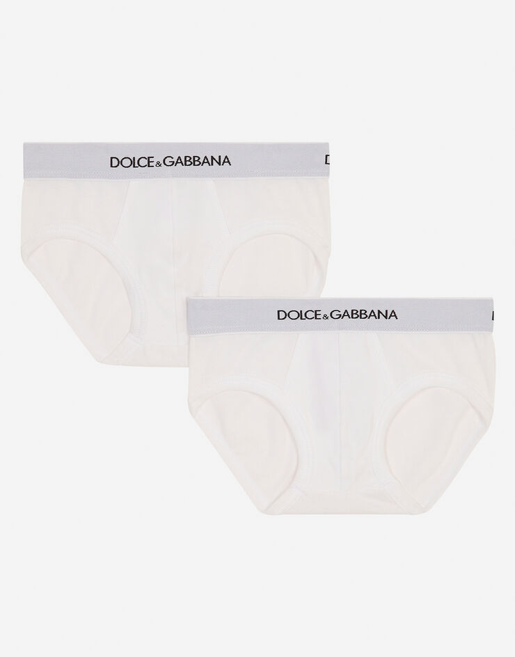 Dolce & Gabbana Pack de dos slips de jersey con el logo en el elástico Blanco L4J700G7OCT
