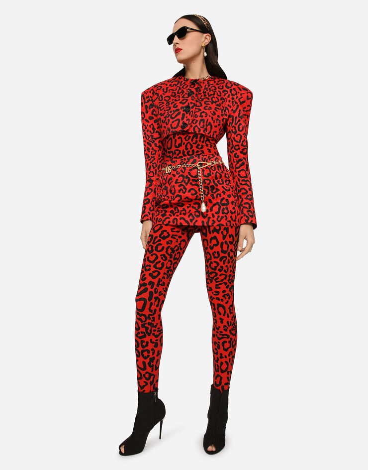 Dolce & Gabbana Leopard-print brocade miniskirt Multicolor F4CC8TFSTBA