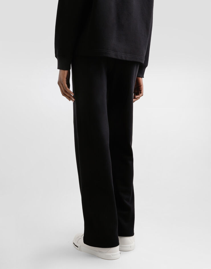 Dolce & Gabbana Pantalón de chándal de felpa con parche Negro FTC93ZGDDAJ