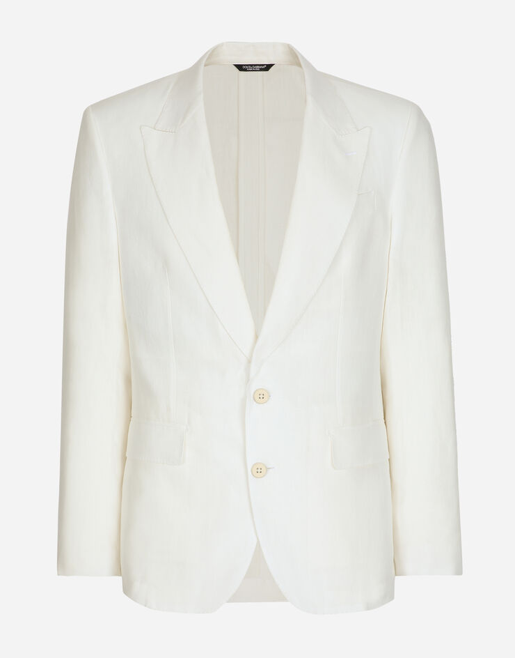 Dolce & Gabbana Chaqueta Sicilia de lino con botonadura sencilla Blanco G2QS6TFU4LF