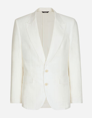 Dolce & Gabbana Однобортный льняной пиджак Sicilia белый G2NW1TFU4DV