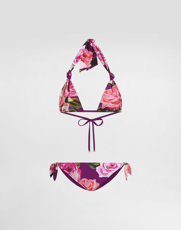 Dolce & Gabbana Rose-print triangle bikini Print O8A54JFSG9R