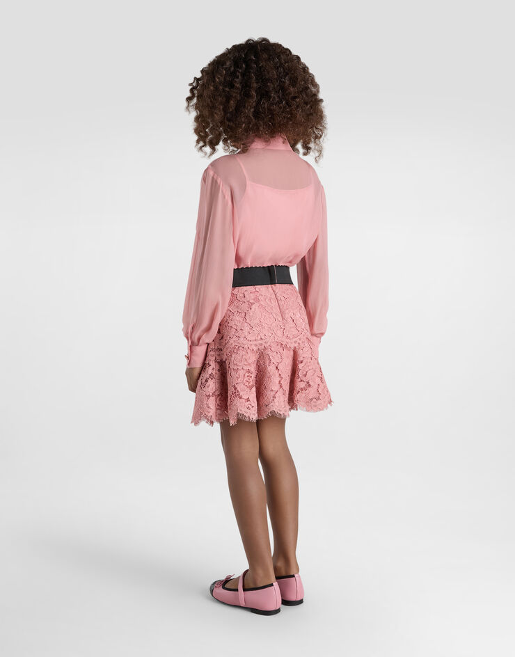 Dolce & Gabbana Lace skirt with DG logo Pink L55I47HLM7L