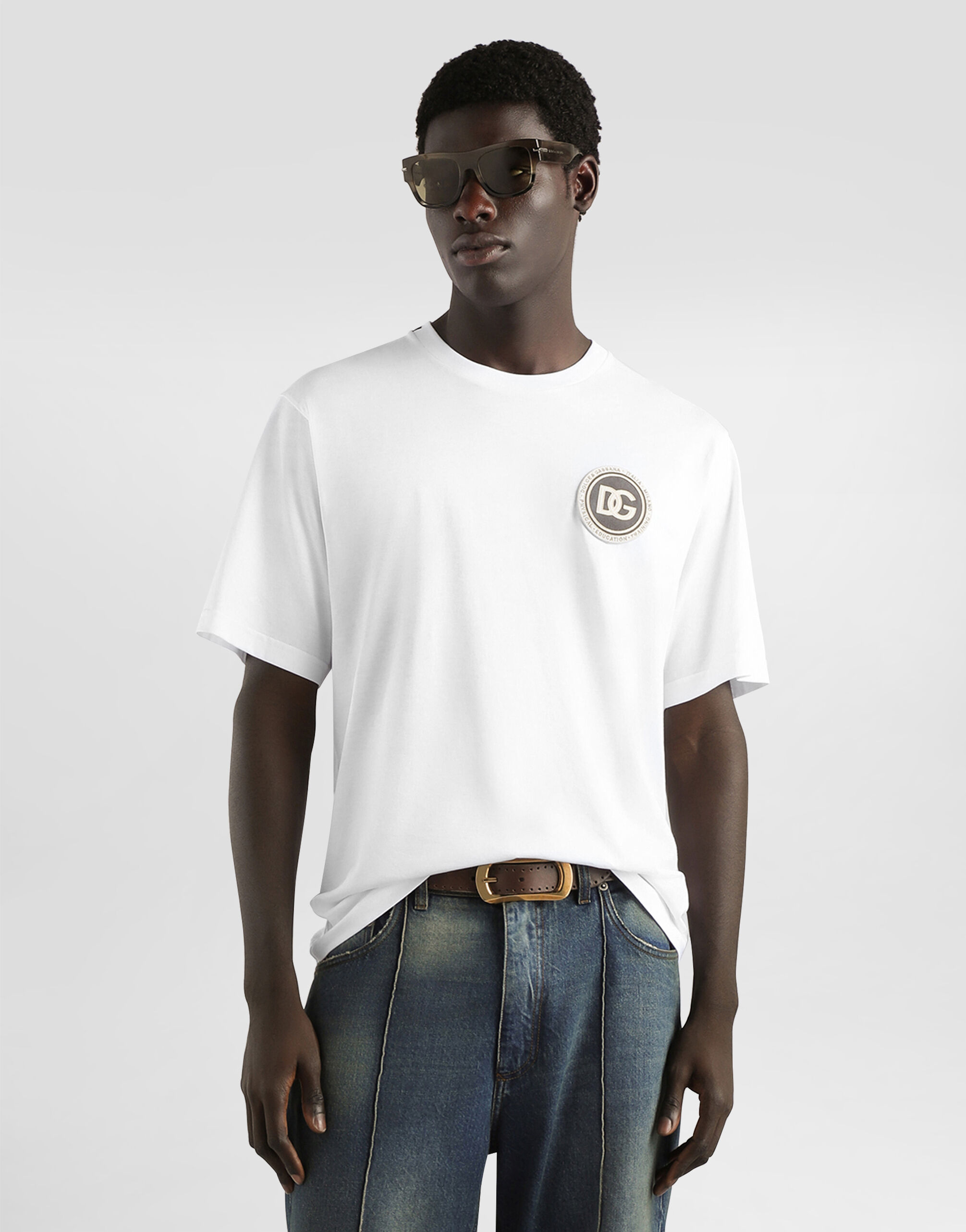 Cotton t-shirt with patch in White for Men | Dolce&Gabbana® US