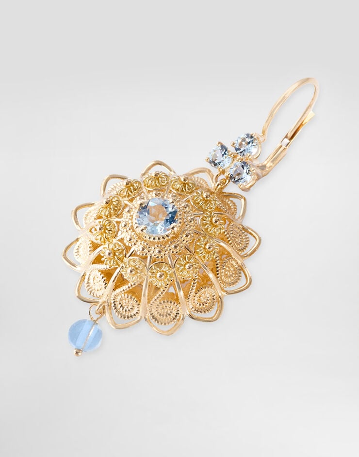 Dolce & Gabbana Filigree Earrings 18-carat yellow gold and aquamarines Gold WEJP1GWAQ01
