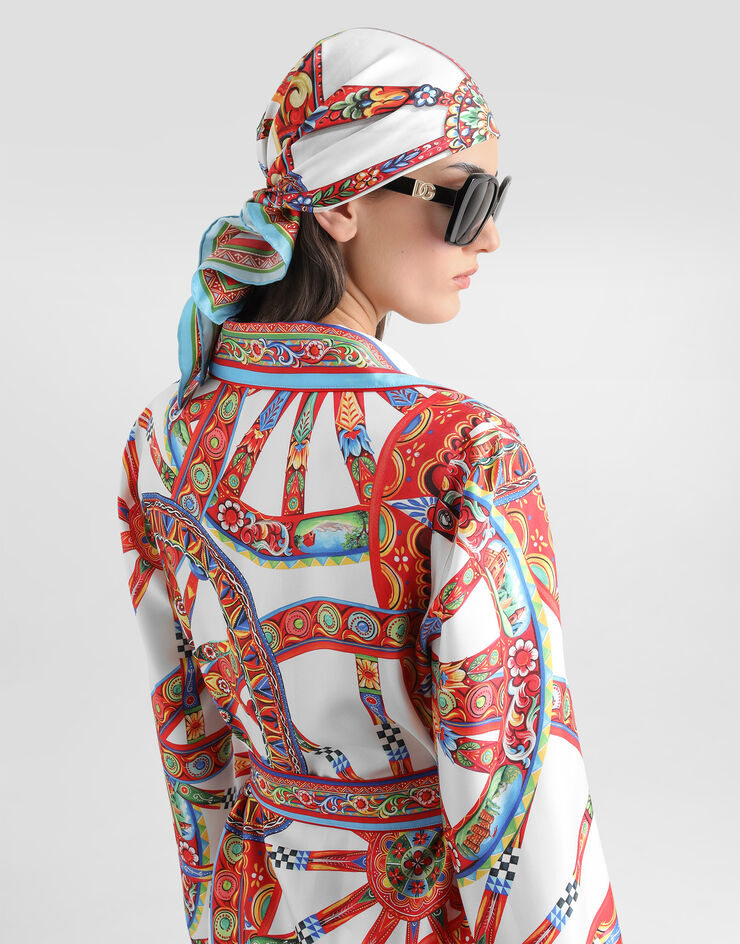 Dolce & Gabbana carretto-print silk twill vanity shirt multicolore F5Q03TGDDTI