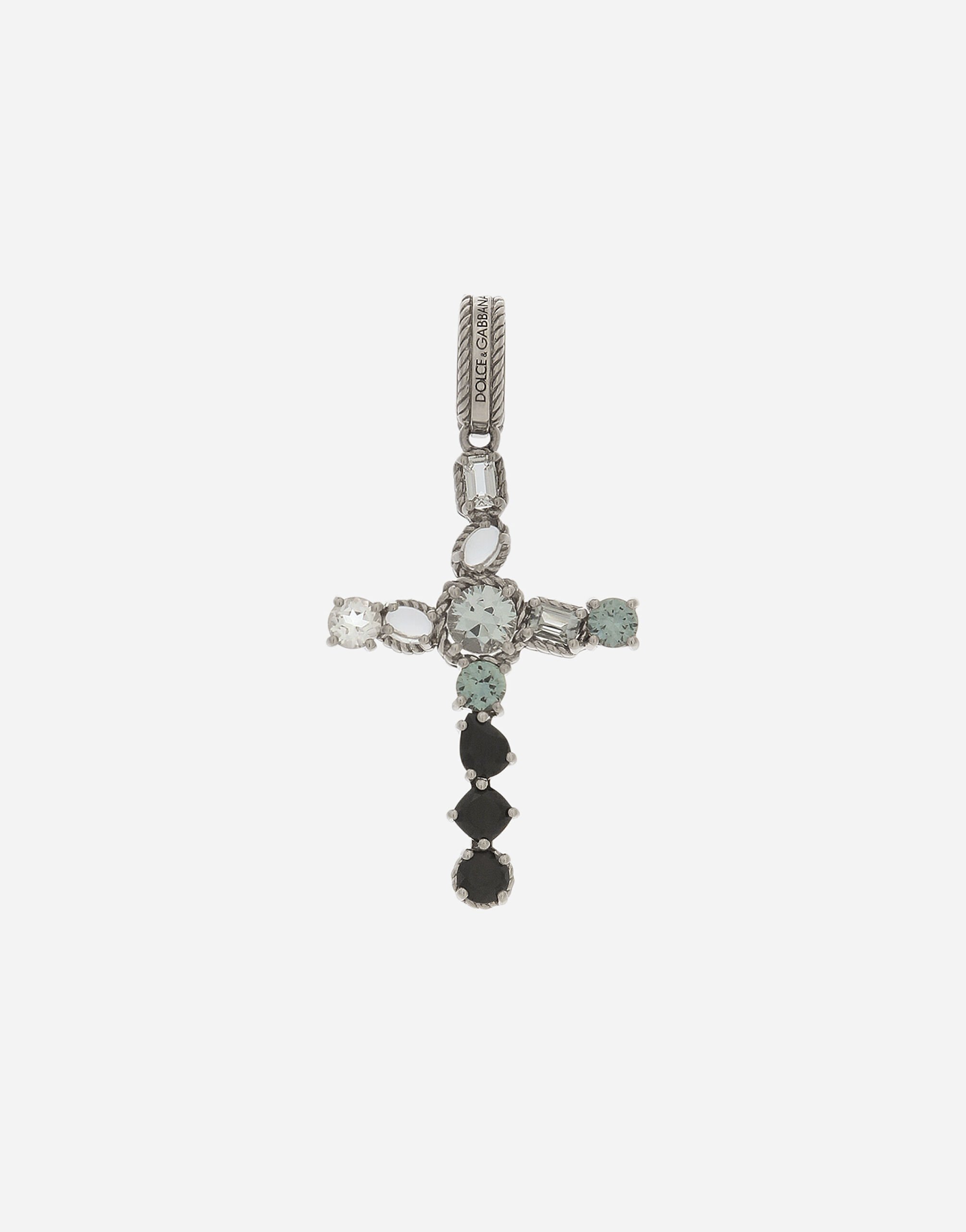 Dolce & Gabbana Anna charm in white gold 18kt with colourless topazes, grey and black spinels White WAQA3GWTOLB