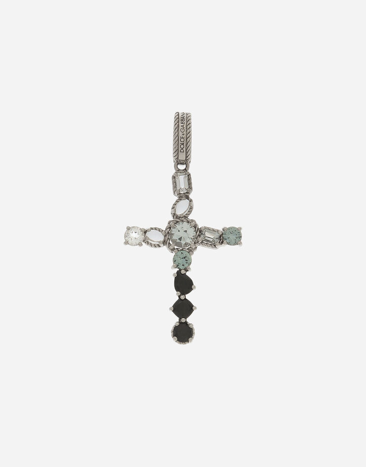 Dolce & Gabbana Anna charm in white gold 18kt with colourless topazes, grey and black spinels White WAQA8GWTSQS