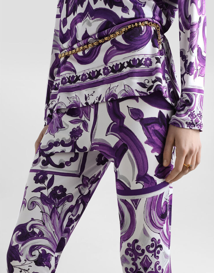 Dolce & Gabbana Majolica-print flared trousers Multicolor FTDB6TFS8C0